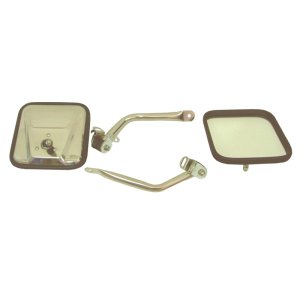 Jeep Wrangler Side Mirror Kit - Rugged Ridge - CJ Style - Stainless Steel - `97-`06